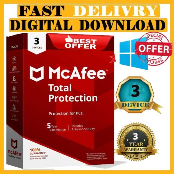 McAfee Total Protection 3 DEVICE / 5 YEAR (Account Subscription)
